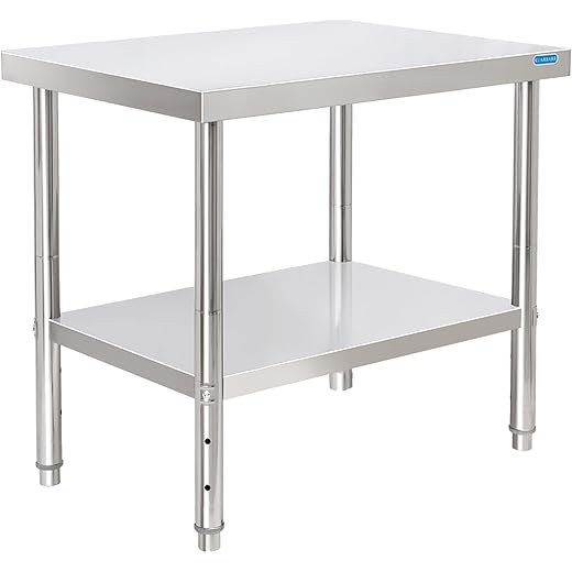 Stainless Steel Table for Prep & Work with Undershelf 24 x 30 Inches NSF Metal Commercial Kitchen Prep Table with Adjustable Under Shelf Worktable for Restaurant Home Outdoor