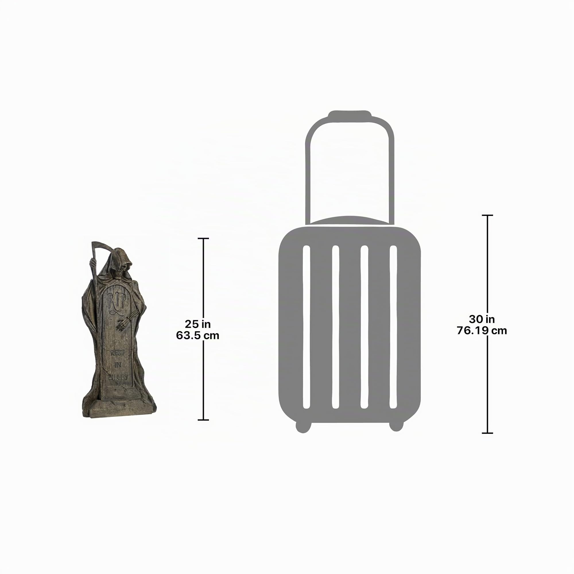Design Toscano "Riposa in Pezzi" La morte Lapide di Halloween Decorazione gotica da giardino Statua per cimitero, poliresina, pietra grigia, 64 cm