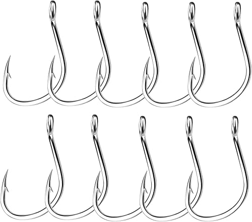 Conskyee Ganchos circulares, anzuelos de pesca de agua salada para pulpo, gancho de bagre de agua dulce 10-50 (paquete de 10)