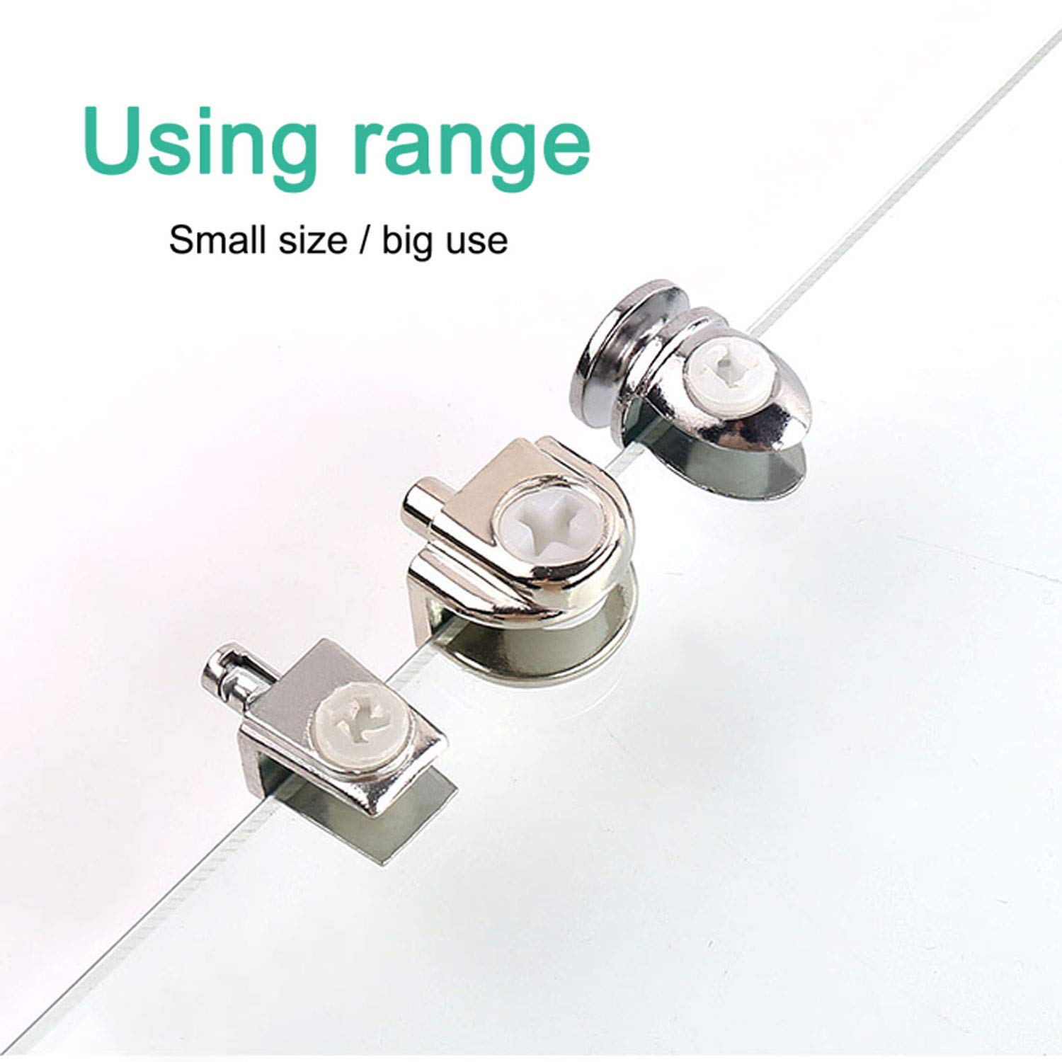 Aopin Glass Shelf Bracket, Adjustable Glass Clips Glass Clamp Brackets, Polished Finish Zinc Alloy, For 5-8 Mm / 0.19-0.3 Inch Thickness Wooden / Acrylic / Glass Shelf, Silver, 10 PCS
