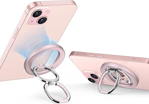 ESR Soporte magnético para anillo de teléfono (HaloLock), compatible con soporte de anillo MagSafe, agarre magnético para teléfono con soporte
