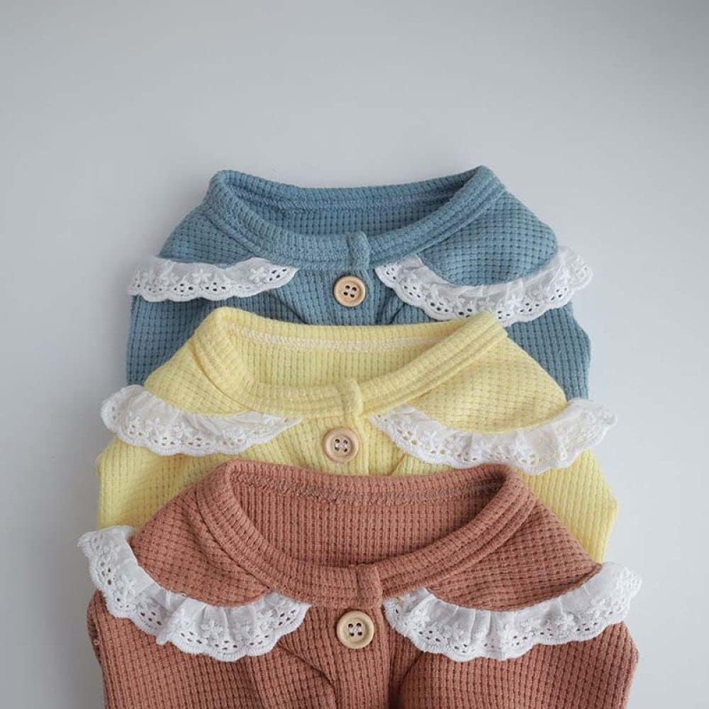 秋冬 犬服レースニットカーディガンペット服、イエロー、XXL