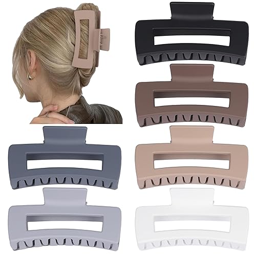 Miniatura 15 de Pinzas grandes para el cabello de 4 pulgadas, 6 clips cuadrados grandes para cabello grueso, accesorios rectangulares antideslizantes
