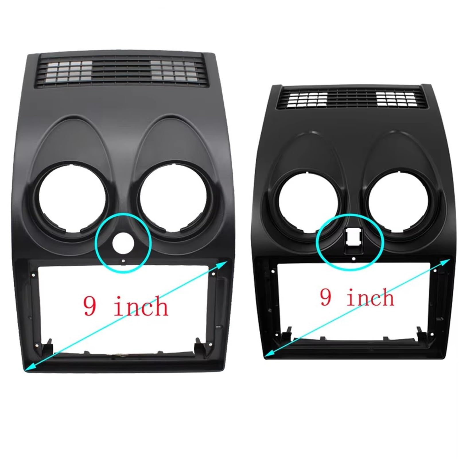 Panel Embellecedor Radio Marco 9 Pulgadas Kits Molduras Tablero Audio Panel Facia Reproductor Radio Pantalla 2 DIN para Qashqai 2008-2014 DVD Marco Radio para Coche(Frame an Cable-A)