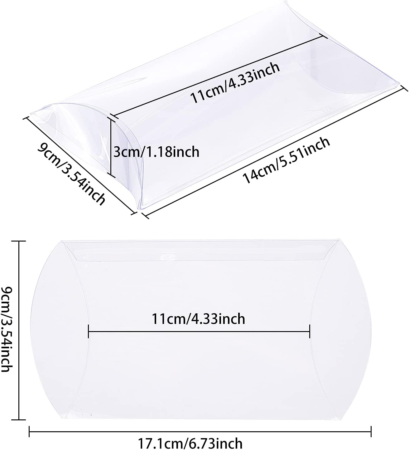 BENECREAT 30PCS 14x8.3x3cm Clear Plastic Pillow Favor Box PVC Candy Treat Gift Box for Chrismas Wedding Birthday Party Gift Packing Box - Image 3