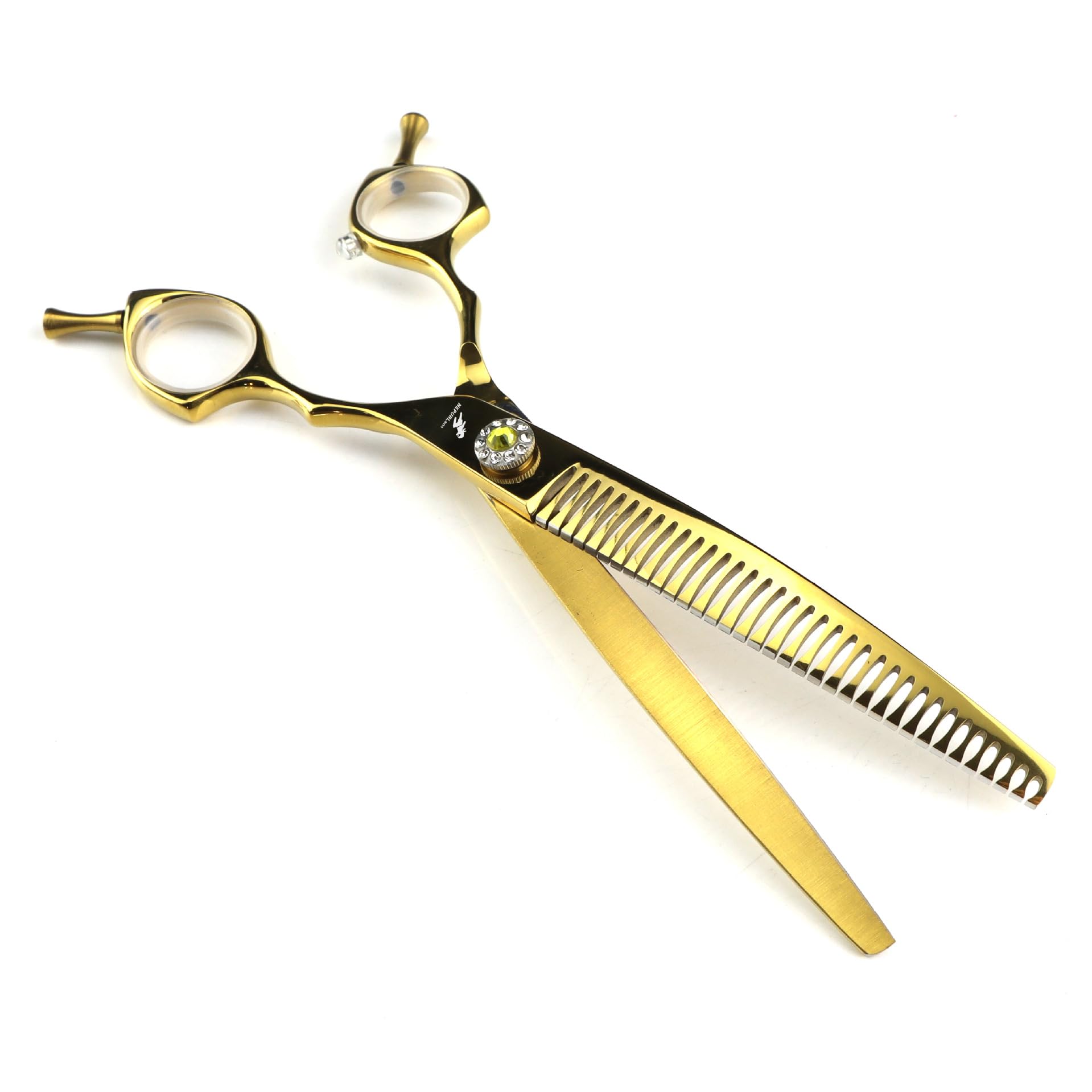 Ttoogo Gold 7.5 Inch Curved Chunker Shears For Dogs - Rainbow 440C Stainless Steel Pet Grooming Scissors For Texturizing Blending And Shaping Coats
