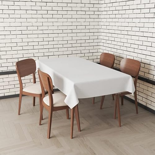 Toalha Mesa Térmica Impermeável Linho Branco Redonda 1,38