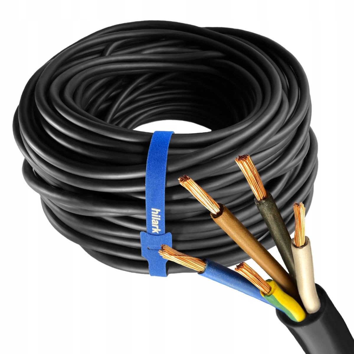 Hilark - Cavo a 5 fili, 2,5 mm2 H05RR-F, 5 x 2,5 mm2 (5 g2,5 mm2) (75 m, nero)