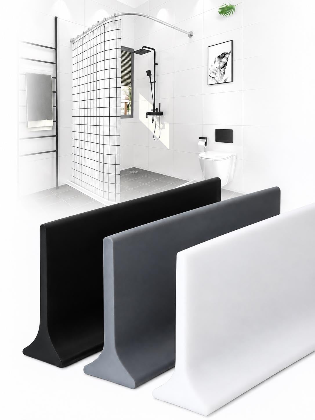 Seuil de douche flexible de 50 mm, barrière de barrage d'eau, protection contre les éclaboussures pour un contrôle efficace de l'eau et une protection dans les salles de bains