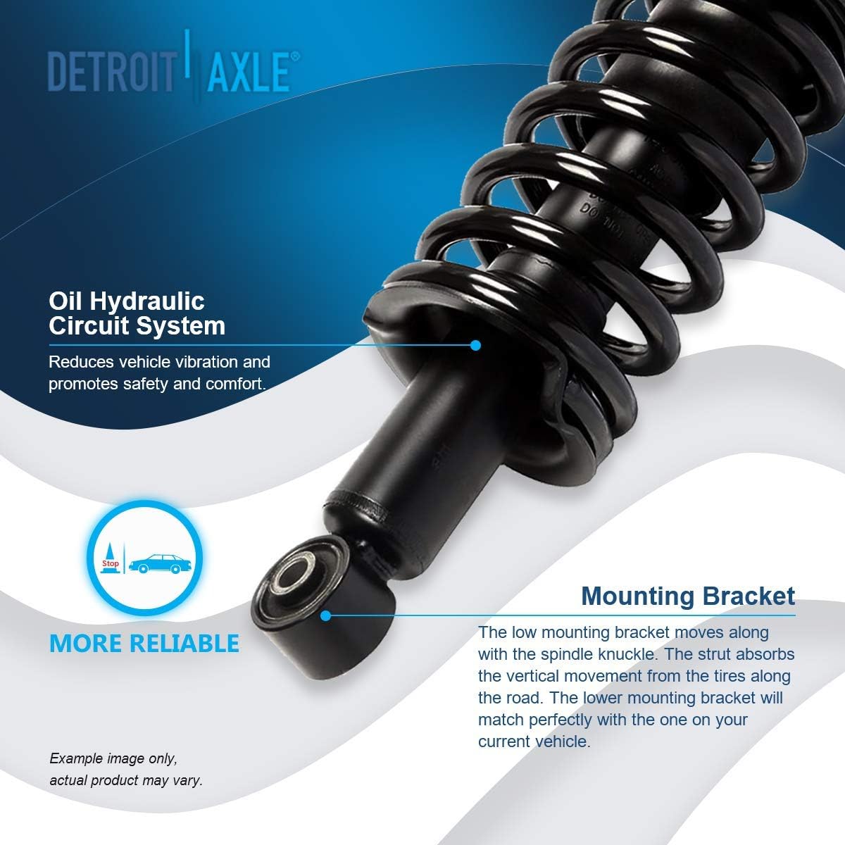 Detroit Axle - Rear Left Strut for 2001-2005 Honda Civic 2001-2003 EL Driver Side Ready Strut w/Coil Spring Assembly 2002 Replacement Suspension