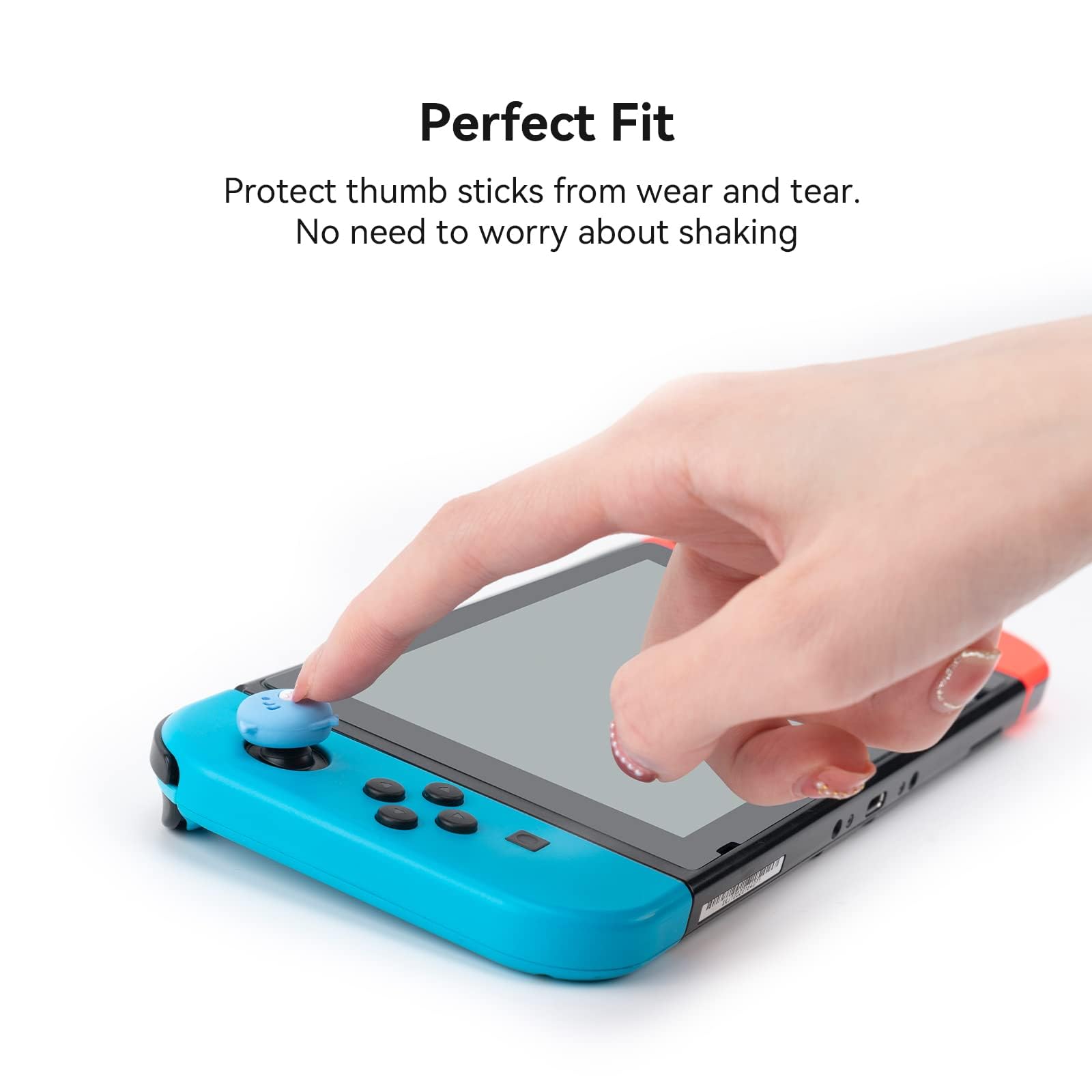 GeekShare Lindas Tapas de Silicona para Agarre del Pulgar Joycon, Cubierta de Joystick Compatible con Switch/OLED/Switch Lite, 4 Piezas - Baby Shark