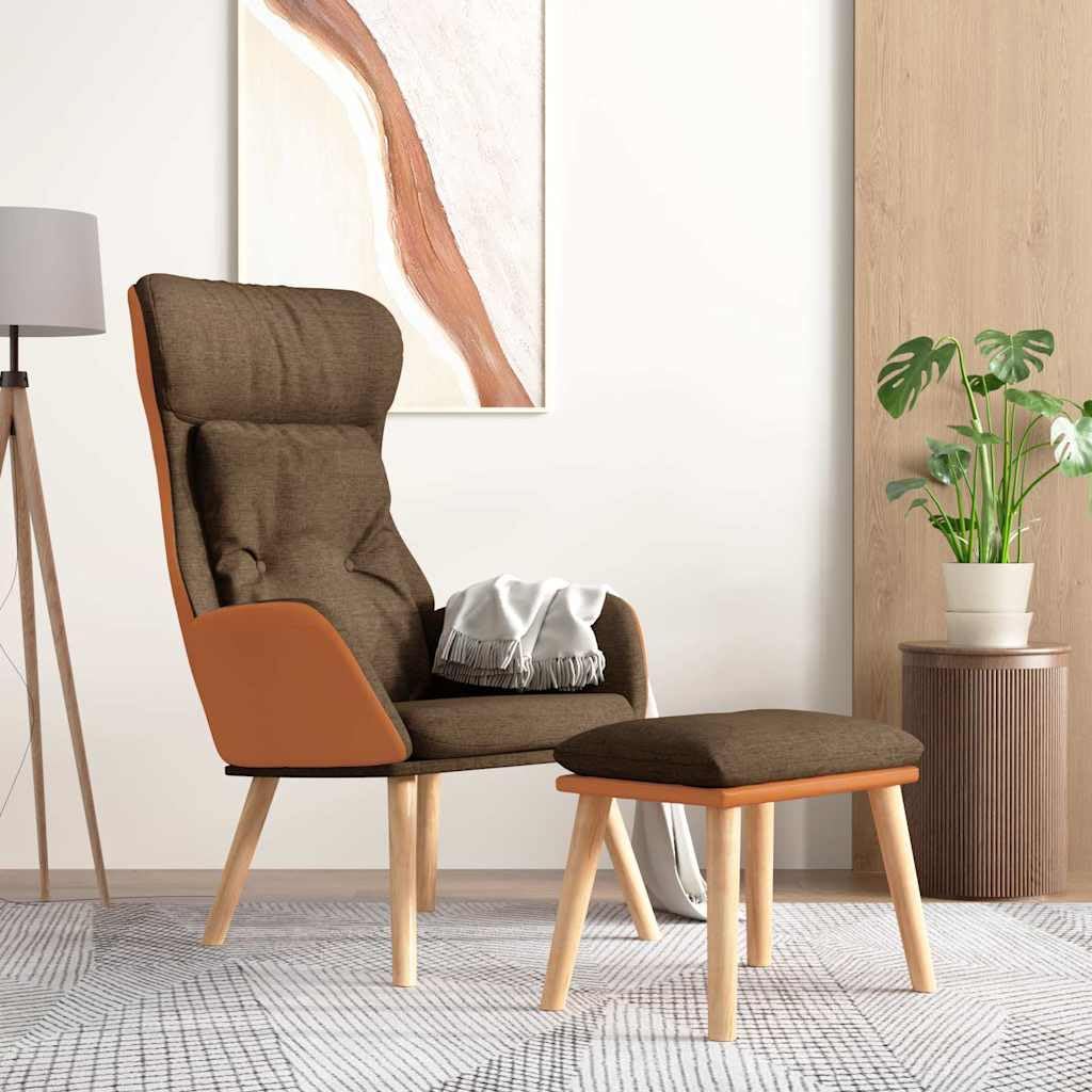 Fauteuil relax avec repose-pieds, marron, 2 pièces