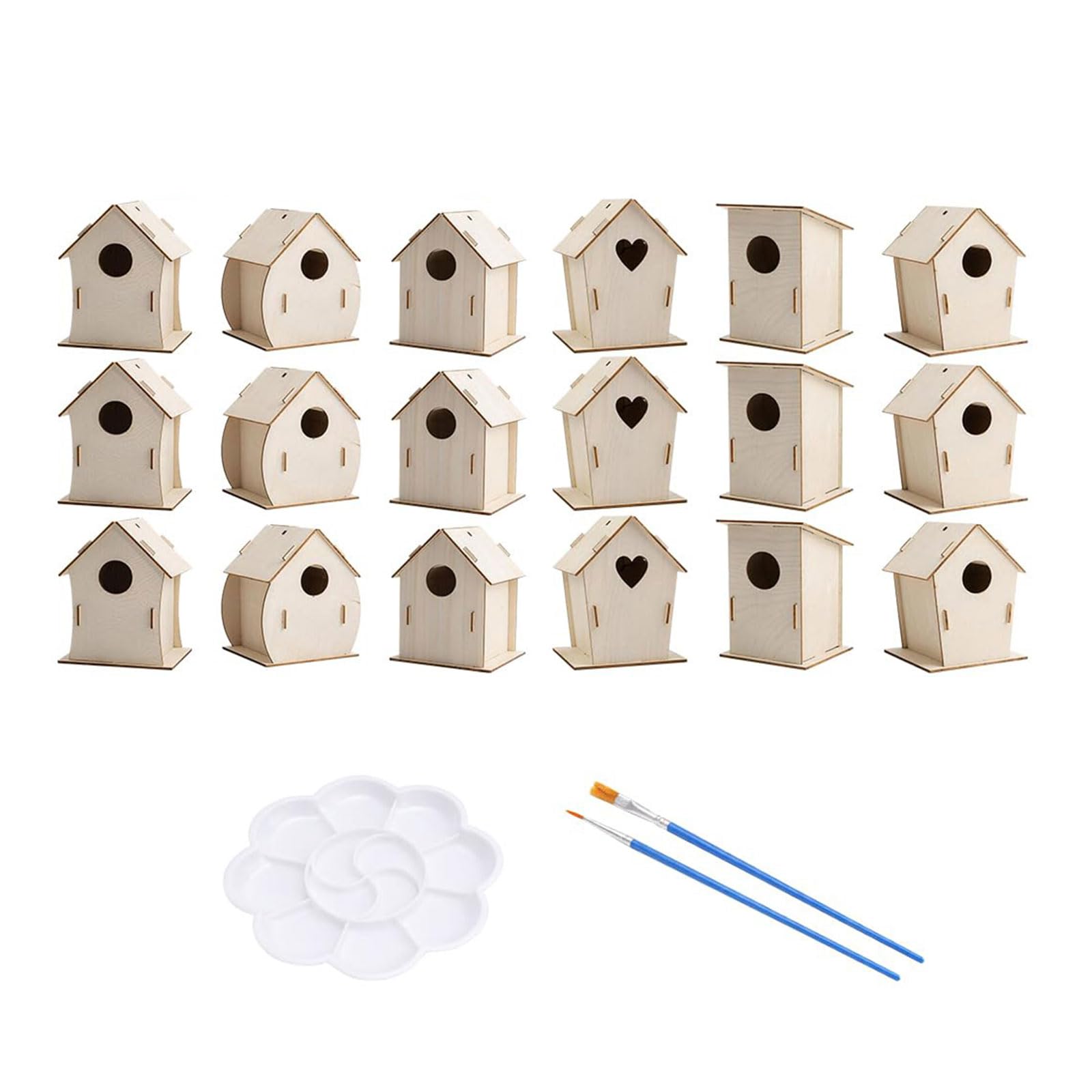 Juego de construcción de casa de pájaros de madera pintable, actividad