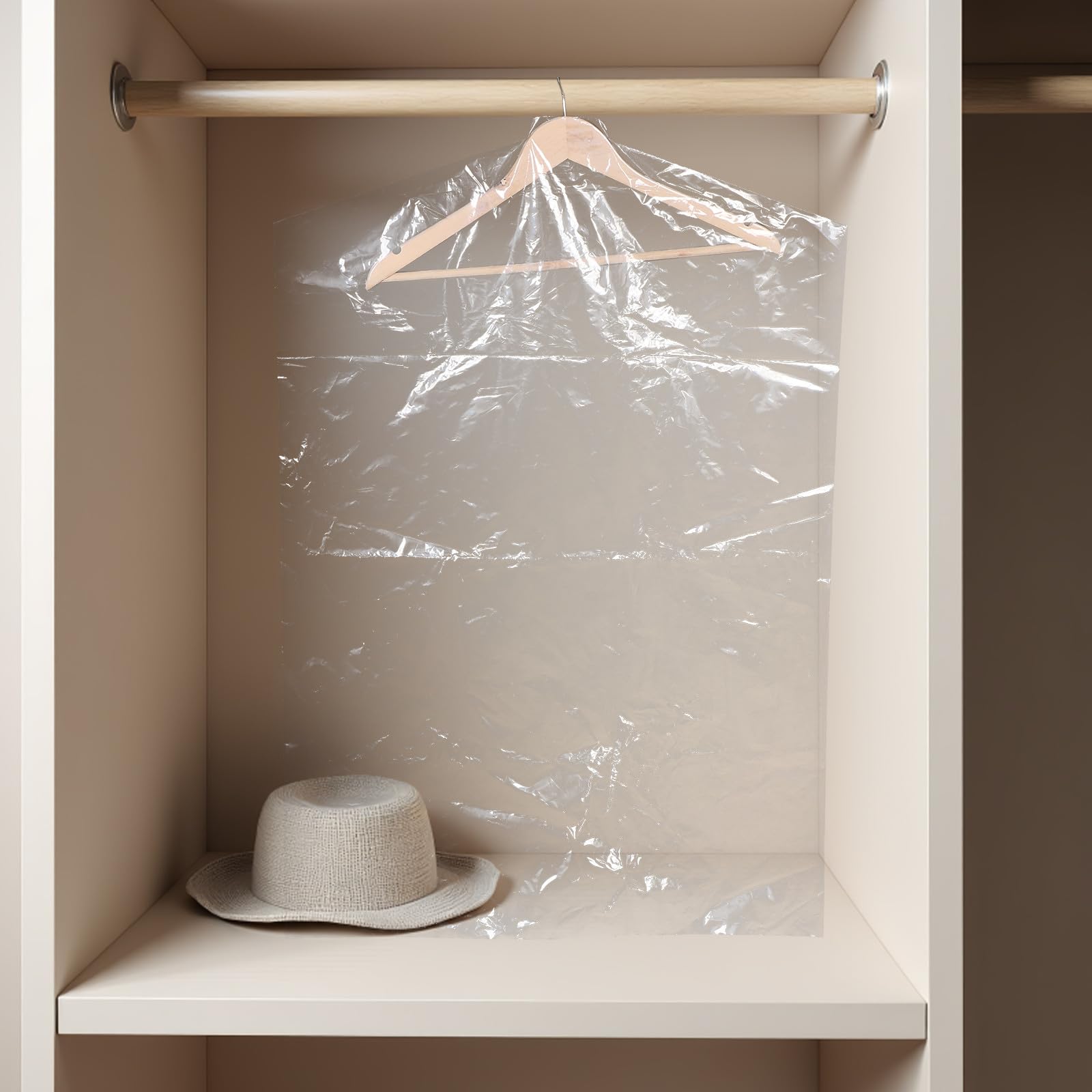 20 Unidades Funda Protectora para Ropa Antidespolvo de Plástico Transparente, Prevención de Colapso en Hombros, Ahorro de Espacio para Vestido y Pantalón en Armario o Viaje