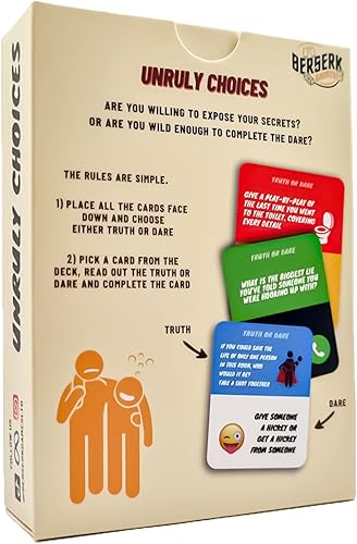 Miniatura 6 de Unruly Choices - Divertido juego de beber verdad o desafío para adultos | Juego de cartas de fiesta salvaje para noches de juegos, universidad,