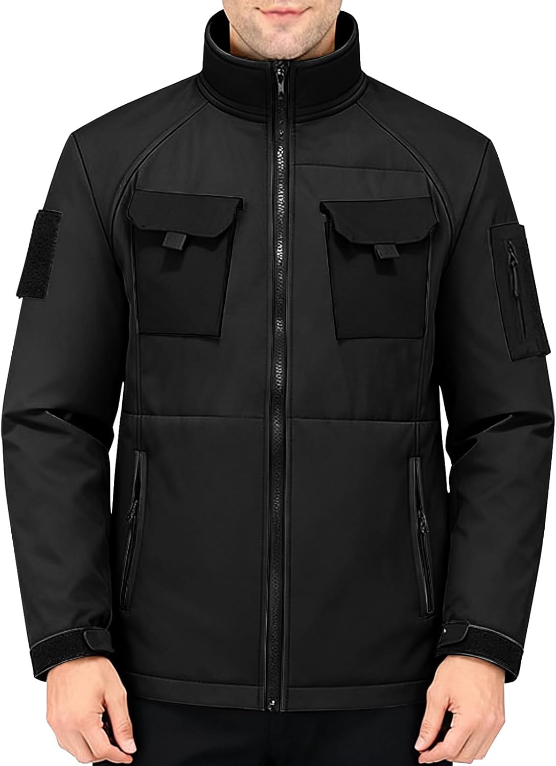 Mens Full Zipper Tactical Coats Winter Color Blocking Windbreak Cardigan Windproof Jacket Big And Tall Jackets