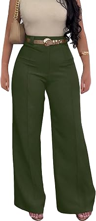 Tbahhir Wide Leg Dress Pants for Women High Waisted Palazzo Work Slacks