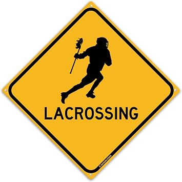 Lacrossing 12" x 12" Tin Road Sign Lacrosse Player Sport Home Gym Garage Dorm Decor