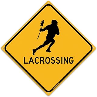 Lacrossing 12" x 12" Tin Road Sign Lacrosse Player Sport Home Gym Garage Dorm Decor