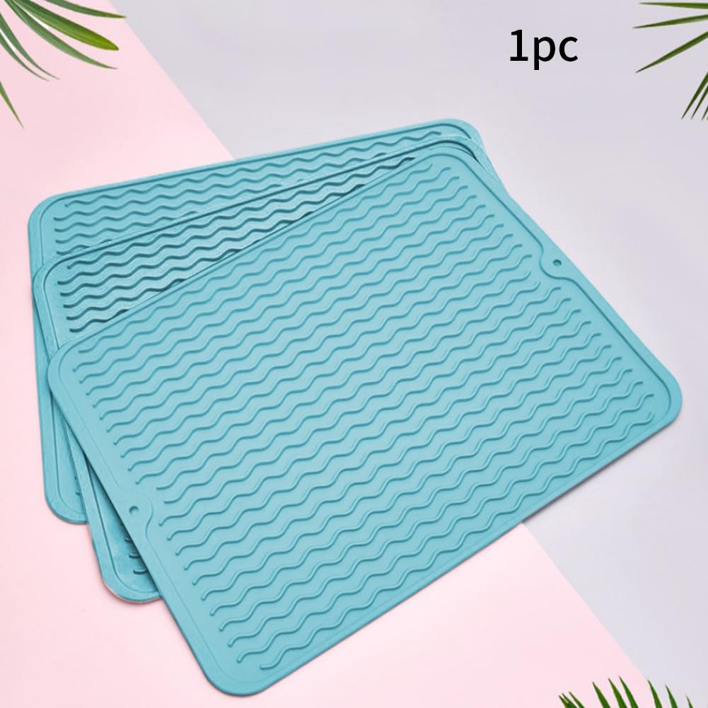 Faderr Silicone Draining Mat Collapsible Silicone Draining Board Mats Draining Mat for Sink Non-Slip Drying Mat for Kitchen Counter Heat Resistant Easy Clean Draining Mat(Blue) - Image 4