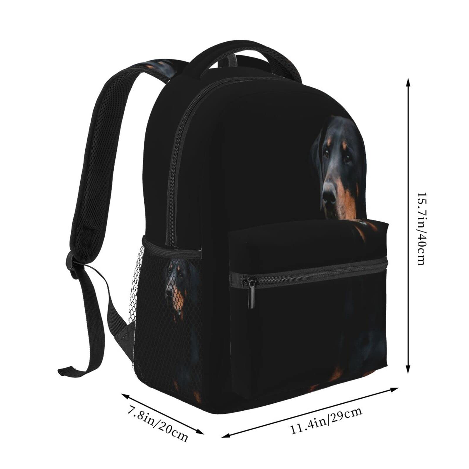 Zaino casual Doberman Pinscher Animali domestici Cani Cani neri Doberman Classic Bookbag Borsa da scuola resistente all'acqua Zaino casual con tasche laterali