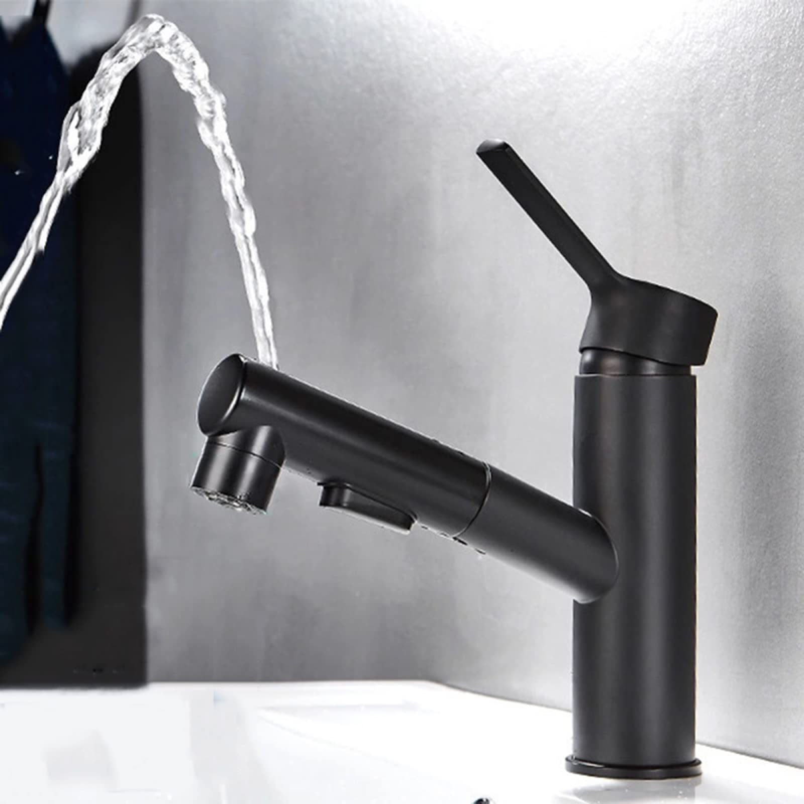 Grifo de lavabo extraíble en latón macizo blanco con mezclador monomando premium 8