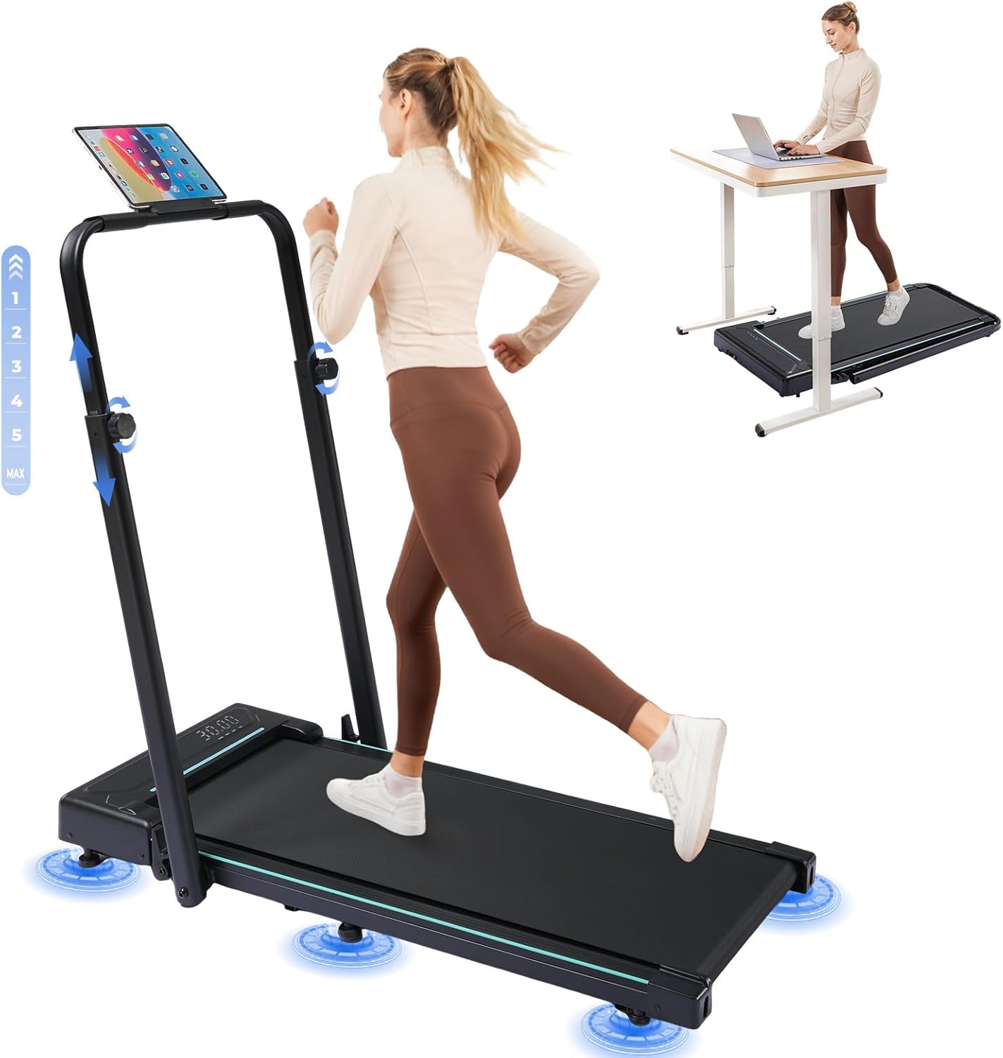 Caminadora Eléctrica Plegable 3HP Inclinación Verde