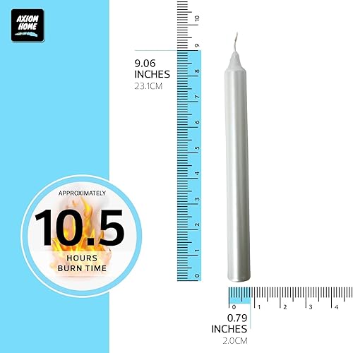 Miniatura 180 de Axiom Candles Velas altas sin goteo de 10 pulgadas sin perfume y sin humo, 9 horas de tiempo de combustión, velas cónicas para el hogar, cenas