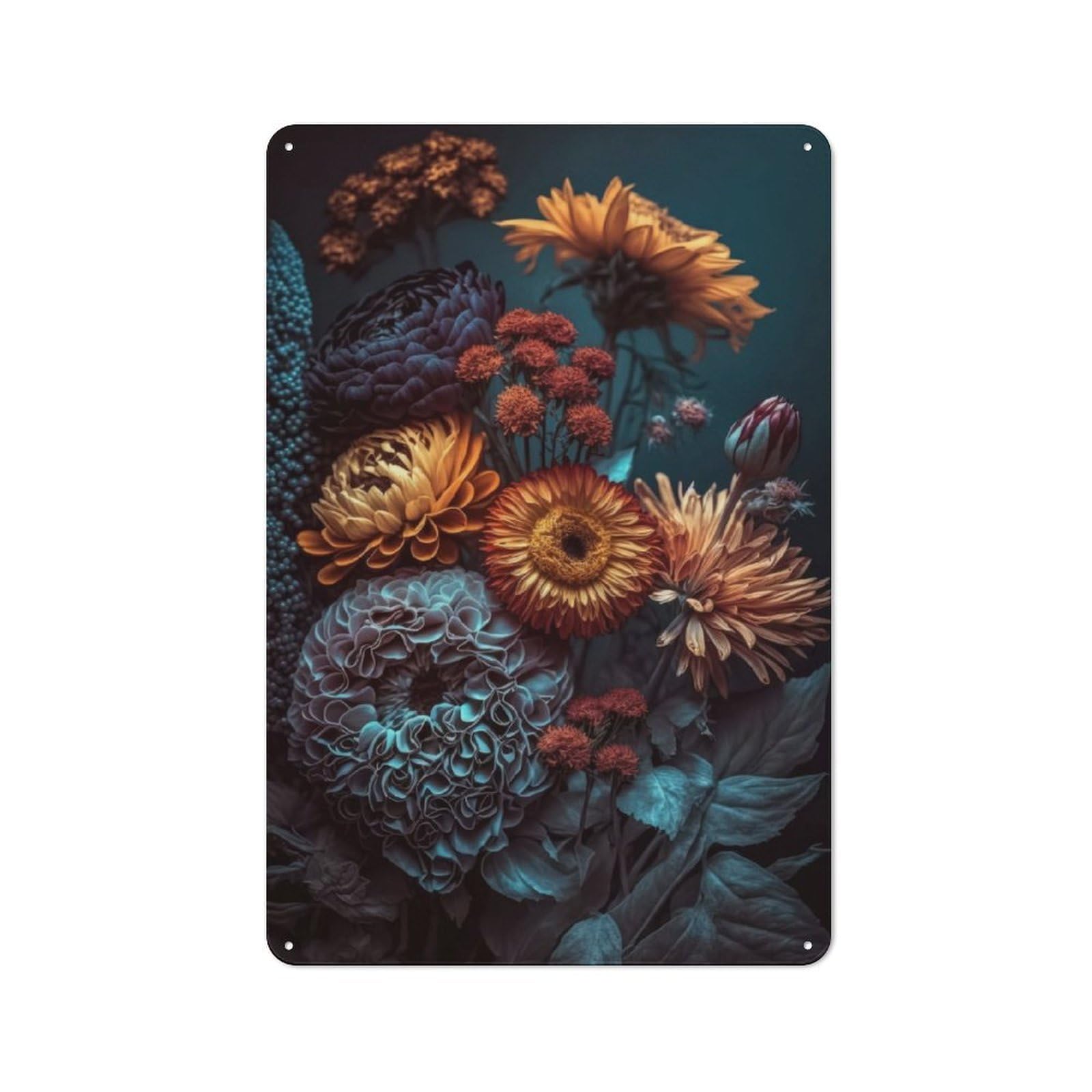 Junmoney Flower 3 Retro-Style Metal Plaque 30X20cm For Garage Or Workshop, For Garage, Workshop And Man Cave Decoration
