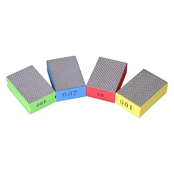 Generic Electroplated Sanding Block, 60 100 200 400 Grit Trimming Hand Polishing Pad 4Pcs for Tile for Concrete for Stone