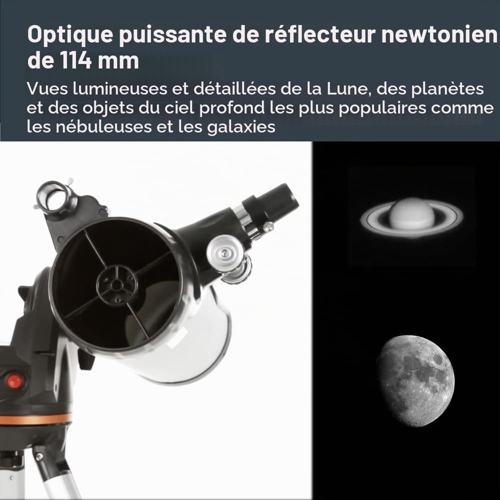 Celestron 31150 LCM 114 Series Télescope réflecteur de Newton informatisé, argenté