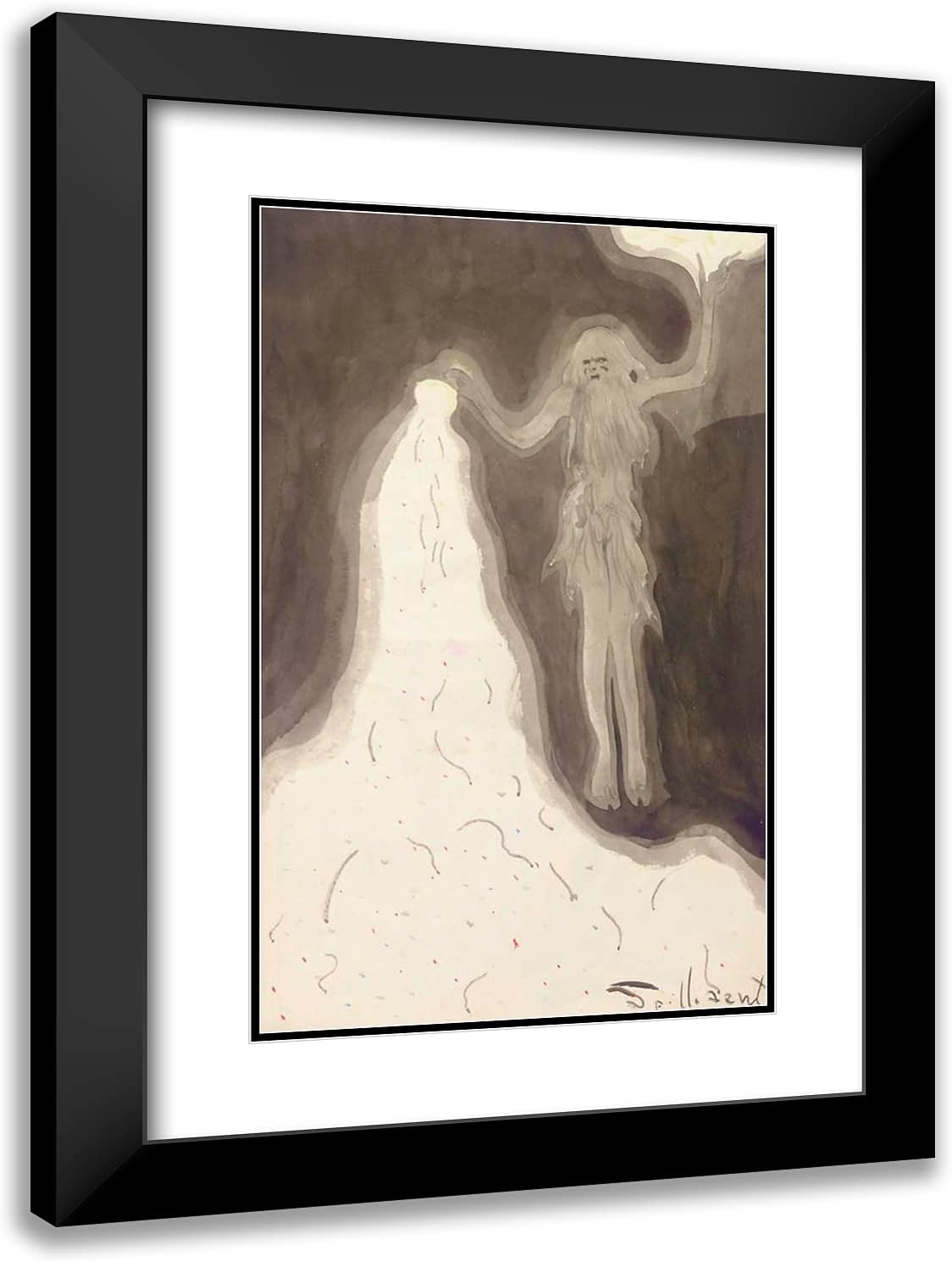 ArtDirect Spilliaert, Leon 18x24 Gold Ornate Framed Art Print with Double Matting Titled: De Bronheremiet Le Sourcier Ermite