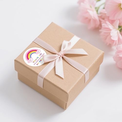 Miniatura 9 de joycraft 60 calcomanías de agradecimiento de arcoíris, calcomanías redondas autoadhesivas azules de 2 pulgadas, calcomanías de regalo personalizadas