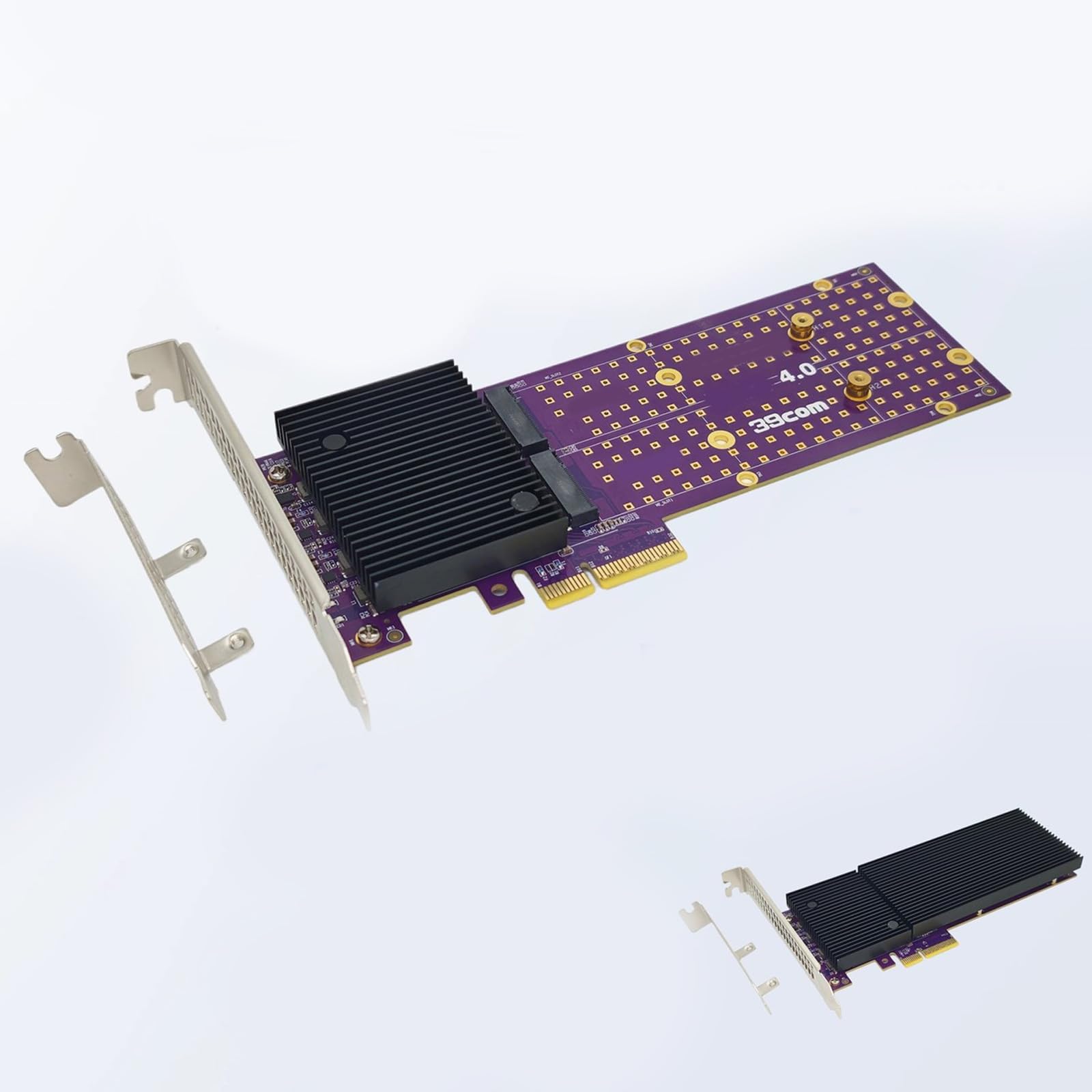 Tarjeta de expansión de almacenamiento de copia de seguridad de archivos para computadoras de escritorio, placa adaptadora PCIe NVMe SSD con soportes de unidad para almacenamiento Creator, de