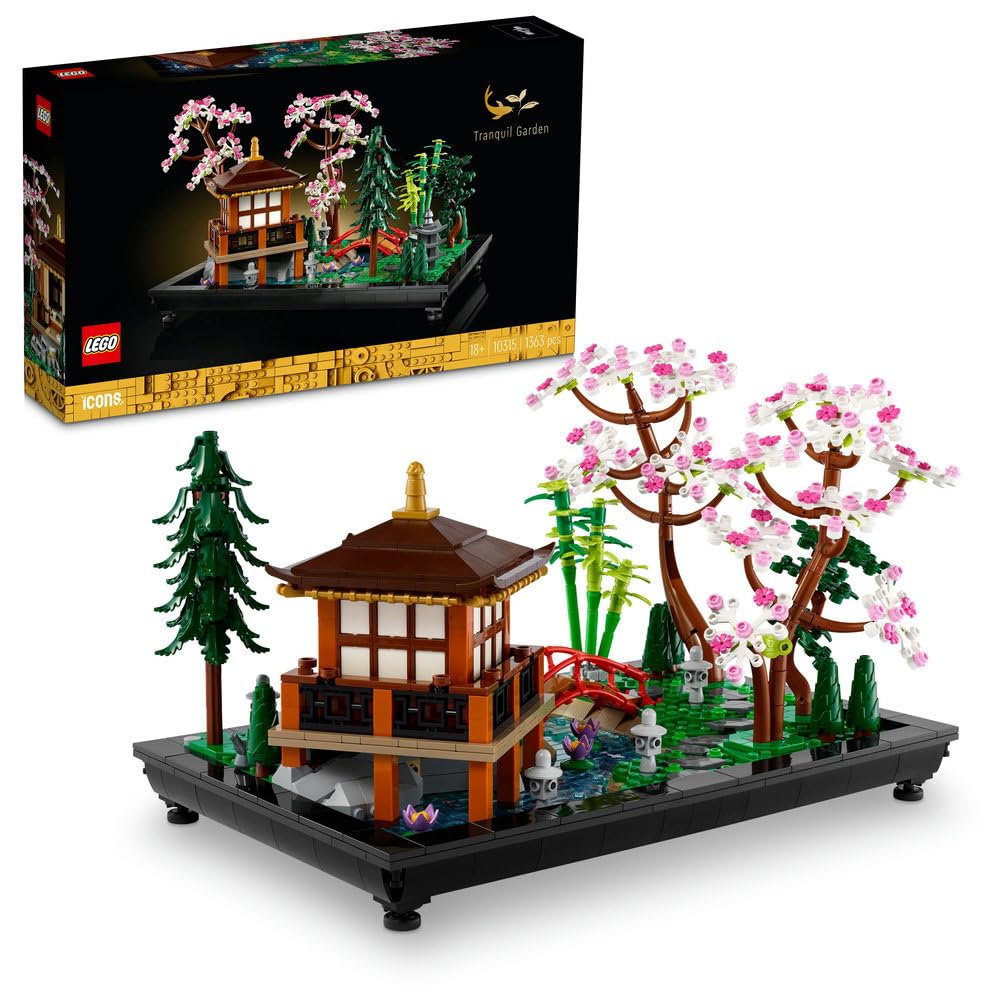 10315 Icons Tranquil Garden, Botanical Zen Garden Kit for Adults with Lotus Flowers, Customisable Desk Decoration, Inspired by Japanese Traditions, Mindful Ramadan Gift for Women and Men
