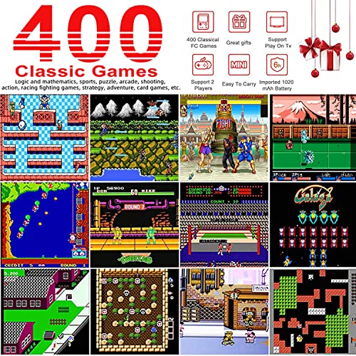 Retro Handheld Game Console, Portable Video Game Console With 400 Classical Fc Games 3.0-Inch Screen 1020Mah Rechargeable Battery Support For Tv Connection And Two Players #TOP5