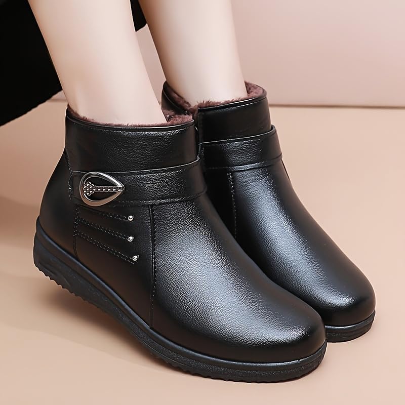 Soft-Soled Winter Boots for Middle-Aged & Elderly Women: Thick, Warm & Comfortable Short Shoes for Grandmothers