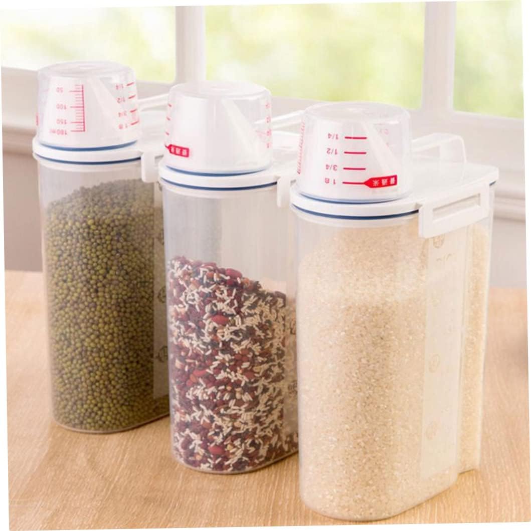 2.3L Airtight Rice Storage Container, BPA‑Free Dispenser with Measuring Cup Pour Spout Handle