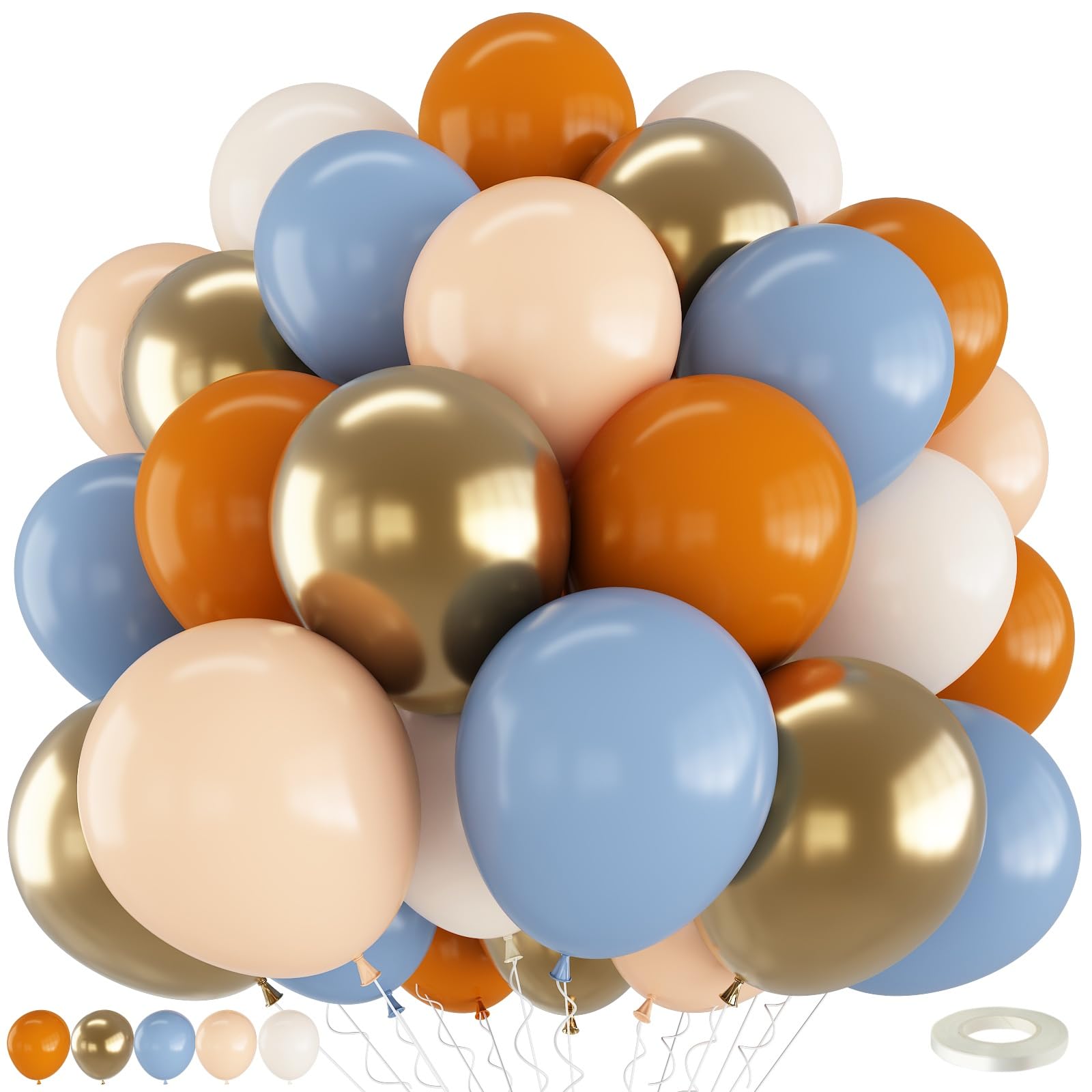 Burnt Orange and Blue Balloons Autumn Thanksgiving Birthday Decorations โ image 1