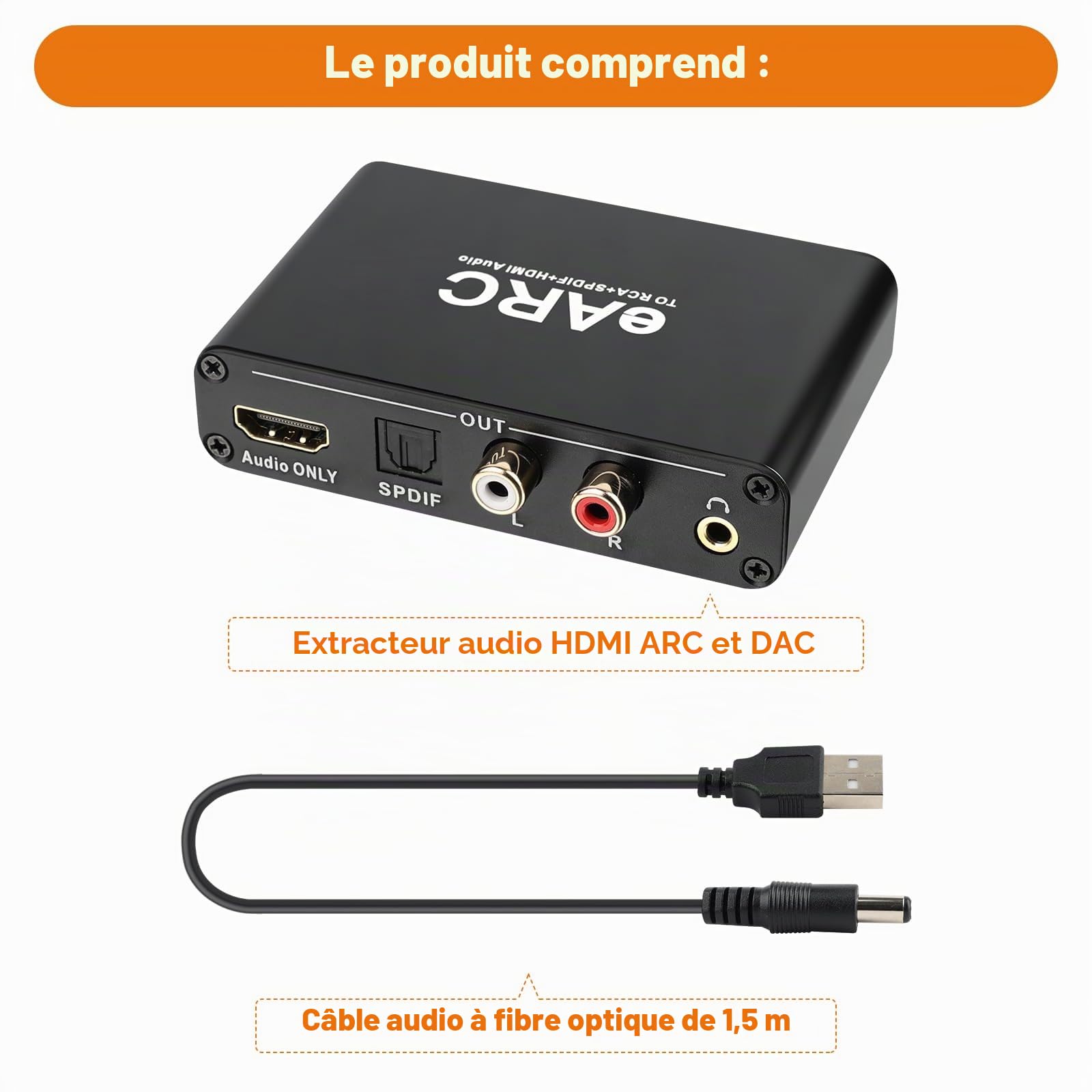EARC/ARC Extracteur Audio, Convertisseur Numérique-Analogique 192 KHz