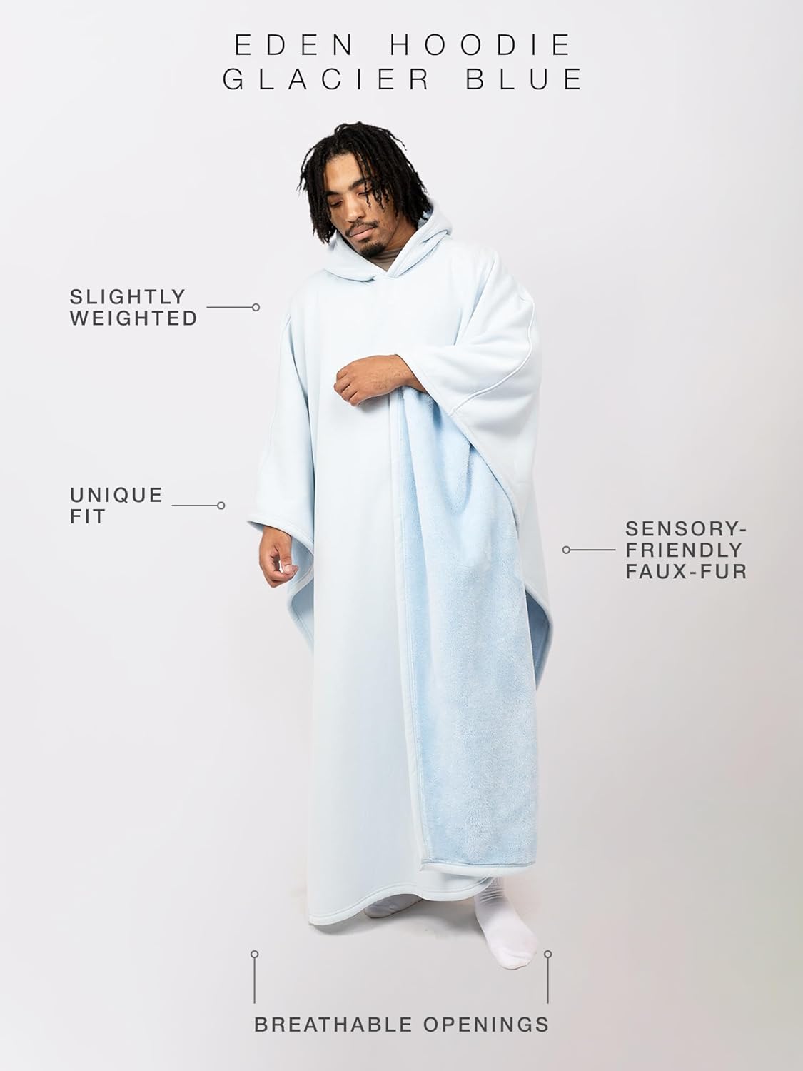 FREE THE SHEEP Eden Hoodie – Oversized Weighted Hoodie Cloak with Ultra-Soft Faux Fur Liner