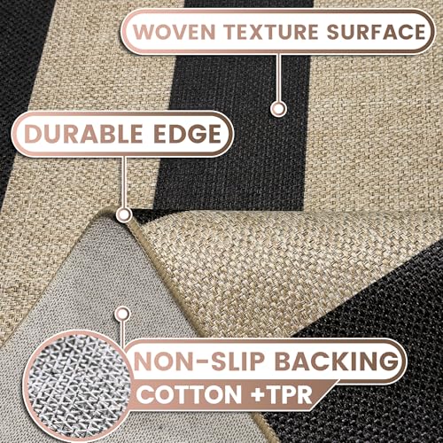 Tapete corredor washable rayado fácil de yute 2x6 pies miniatura 4