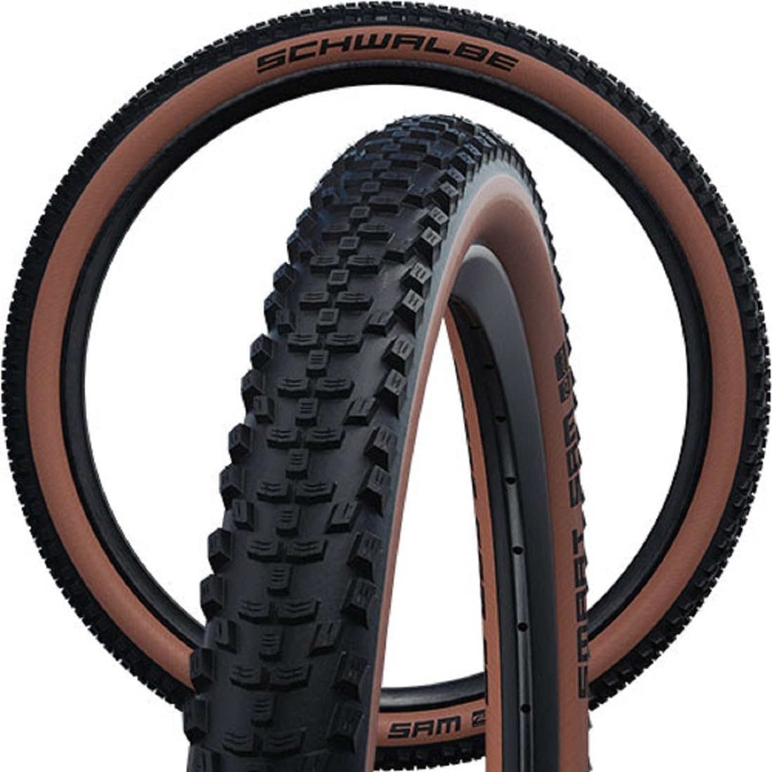 2 x Schwalbe Smart Sam Fahrradreifen ADDIX Performance Line Schwarz/Bronze 54-584 (27.5 x 2.10) inkl. Reifenheber