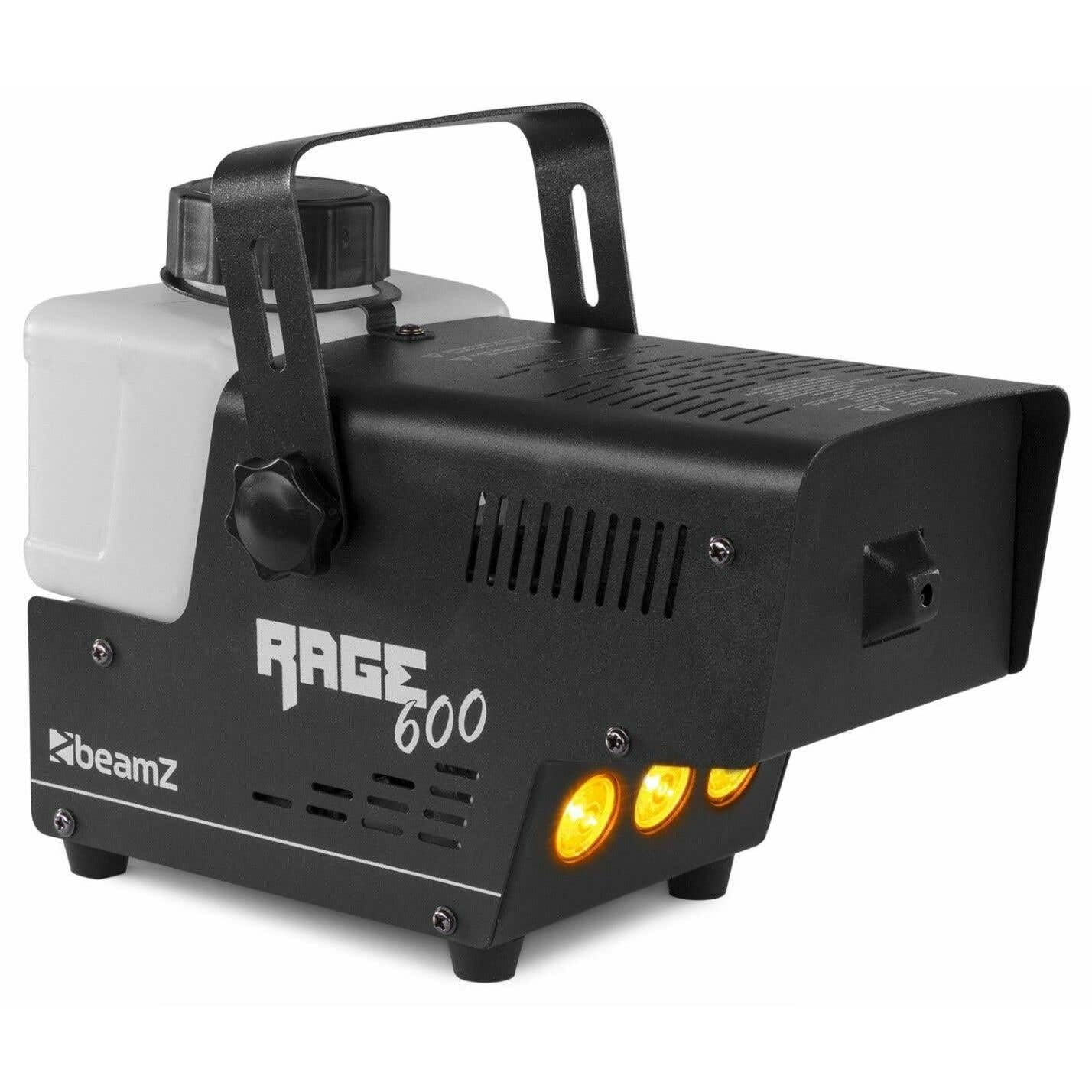 BeamZ RAGE600LED Mini Nebelmaschine mit Fernbedienung, 600 Watt Fogger mit LED Lichteffekt, 2 Liter Tank Fog Machine, Smoke Machine für DJ Lichteffekt, Nebelmaschine Halloween für Partys & Hochzeiten