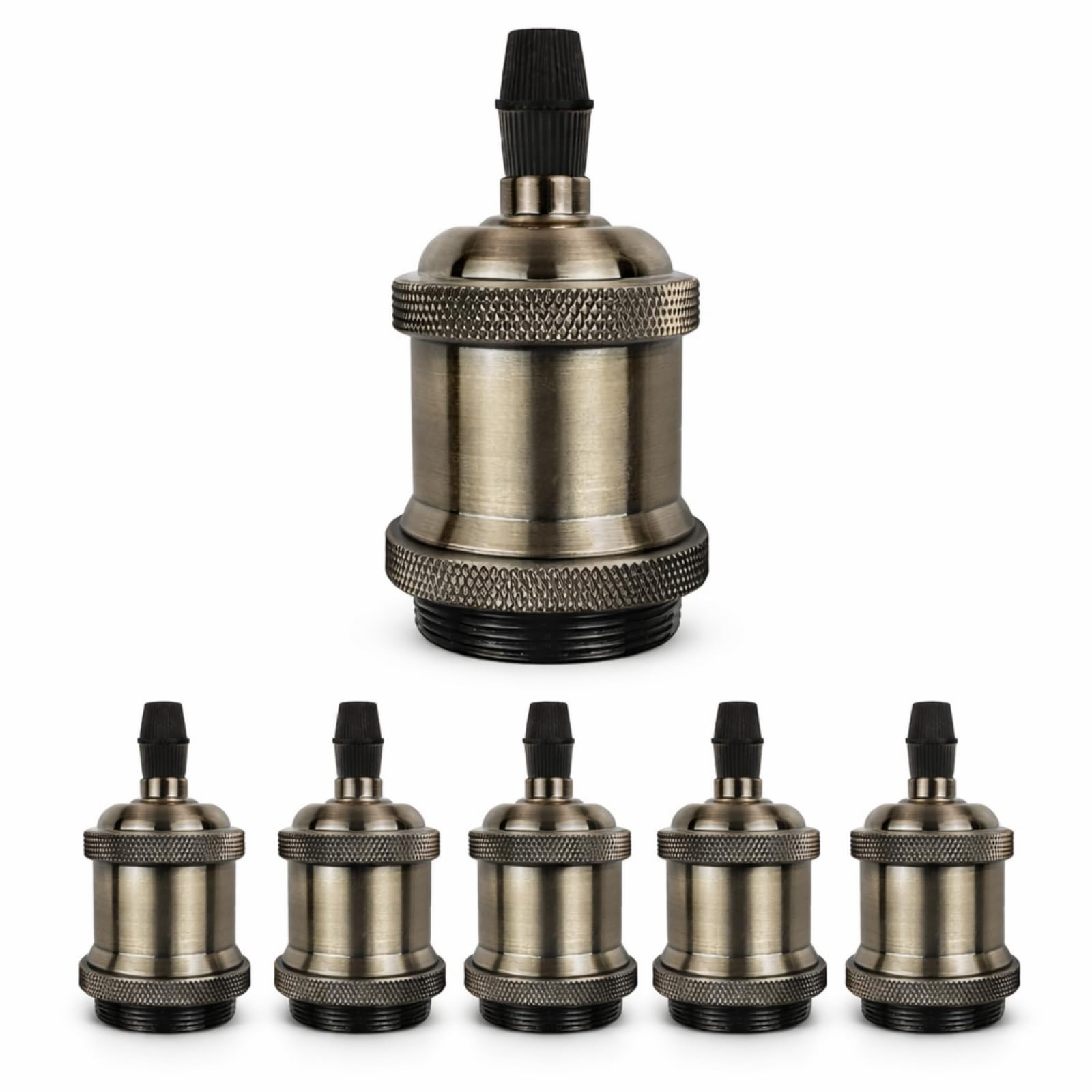 Zenovate E27 Vintage Lampenfassung, Retro Lampenfassung Keramik & Aluminium, E27 Fassung für Edison Glühbirnen, Wand-, Tisch- & Deckenleuchten, DIY Beleuchtung Zubehör, 6er Pack