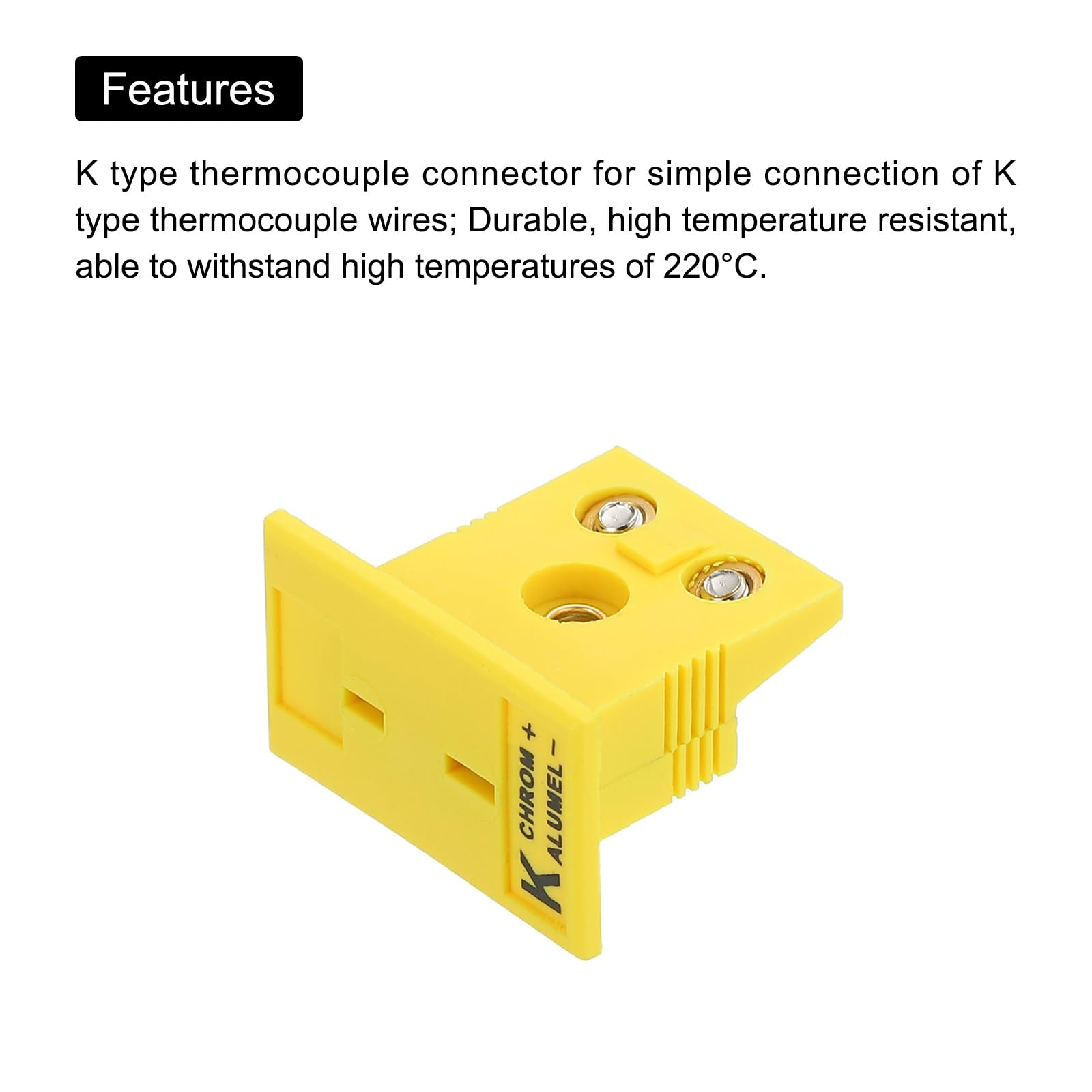 sourcing map Lot de 10 mini prises femelles pour thermocouple à montage sur panneau - Haute température - 220 °C - Pour thermocouple - Connecteurs mâles - Jaune