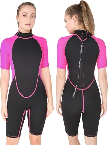 Women's Mens Neoprene Shorty Wetsuit 2mm 3mm Back Zipper Cold Water Thermal Swimsuit for Swimming Surfing Diving Snorkeling