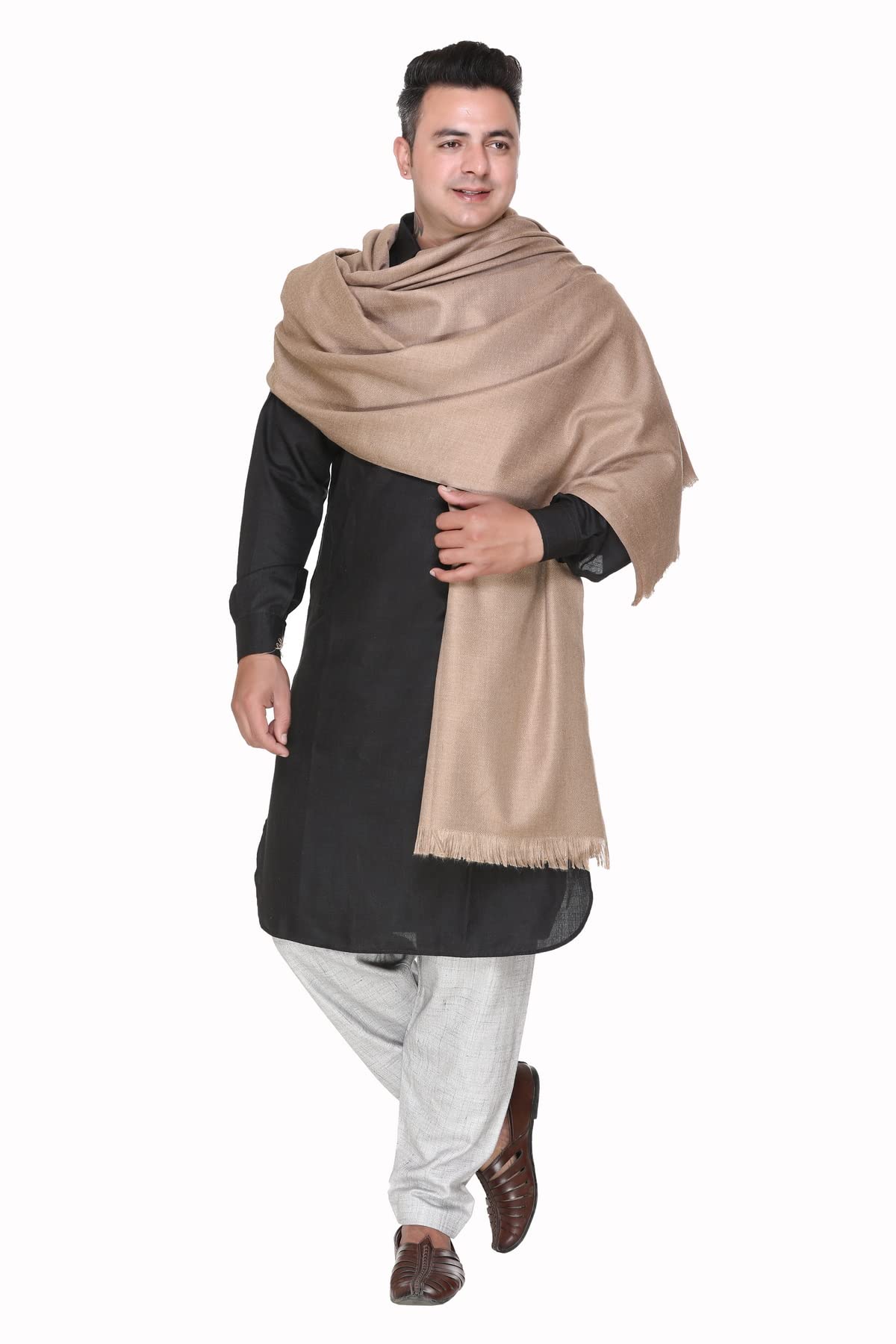 Mens Blended Wool Ring Shawl, Blended Wool, light weight Winter Mens Shawl-image-46