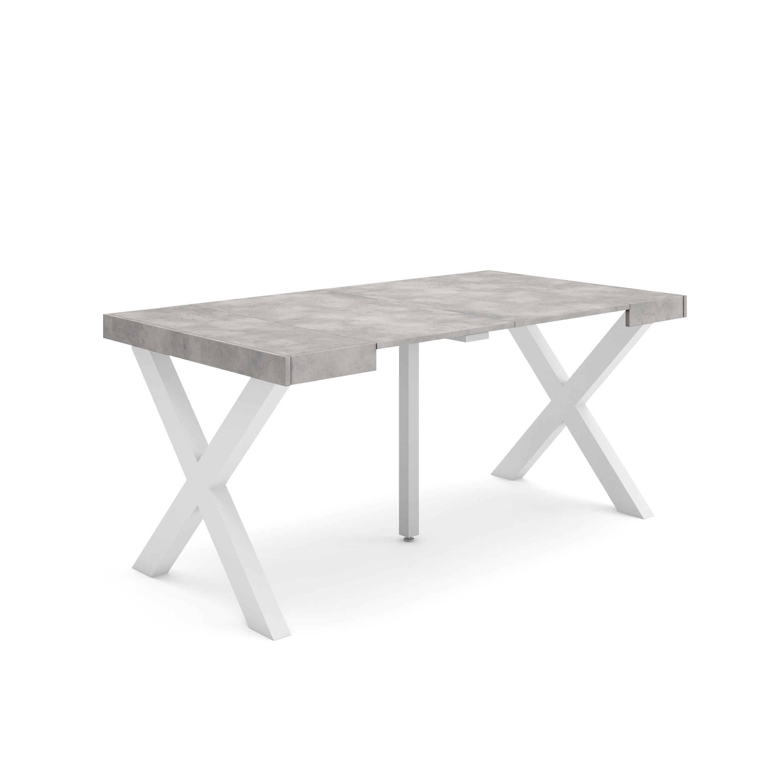 Skraut Home | Consolle allungabile | Tavolo consolle allungabile | 160 | Per 8 persone | Gambe in legno | Stile moderno | Cemento