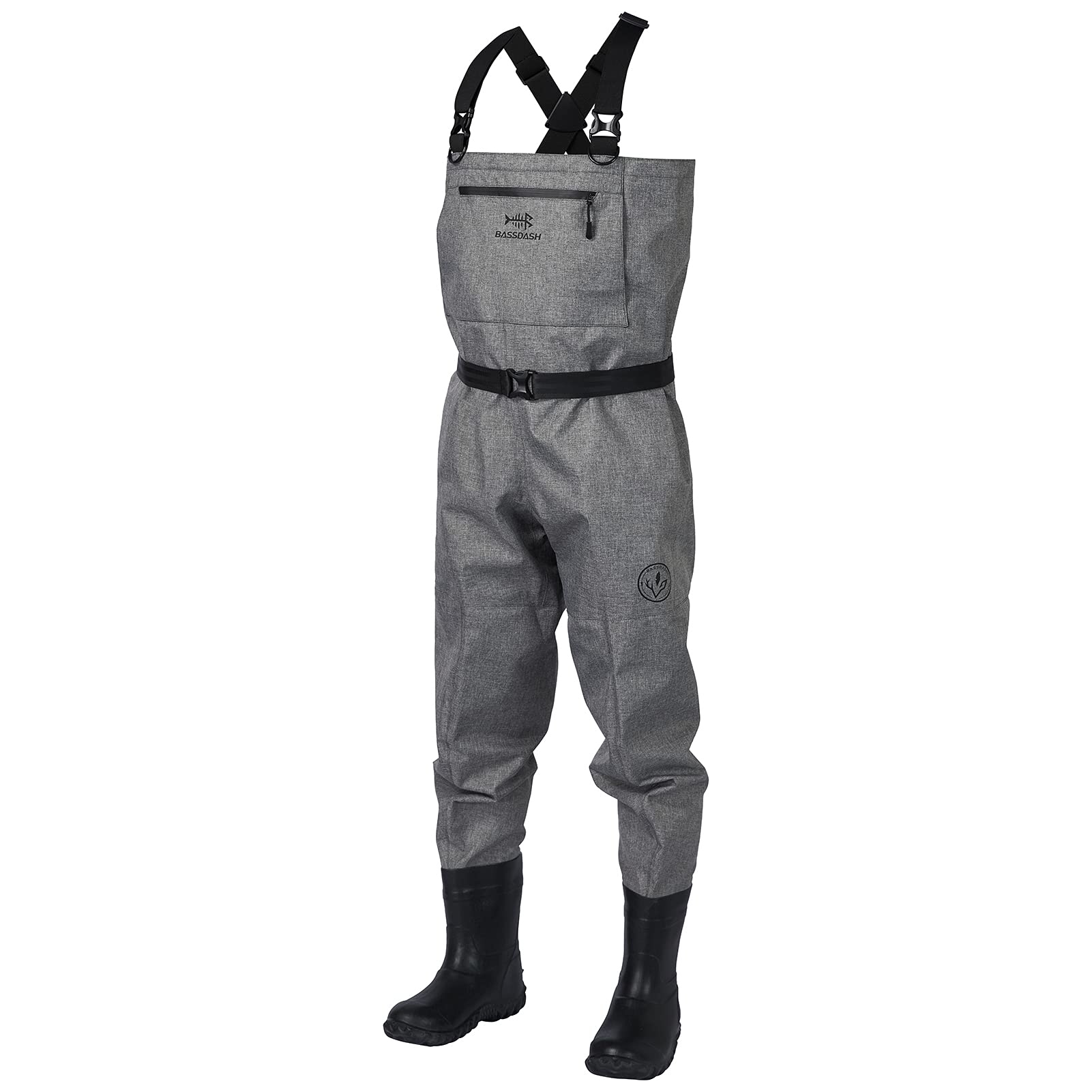 BASSDASH IMMERSE Breathable Ripstop Stocking Boot Foot Fishing Hunting Waders Lightweight Grey Camo Chest Wader for Men Women